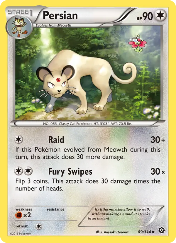 Persian Uncommon Pokemon card #89 from Steam Siege