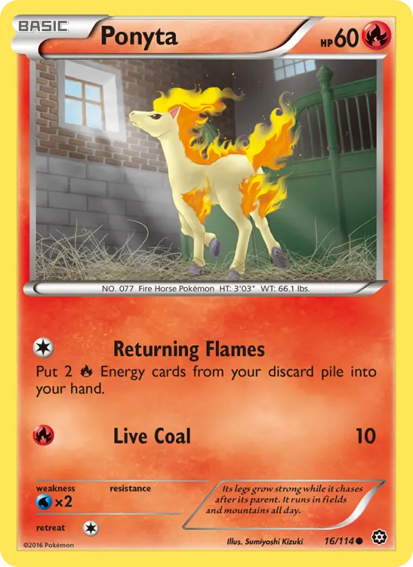 Ponyta Common Pokemon card #16 from Steam Siege