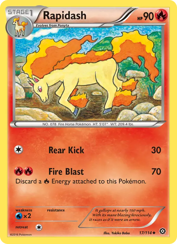 Rapidash Uncommon Pokemon card #17 from Steam Siege