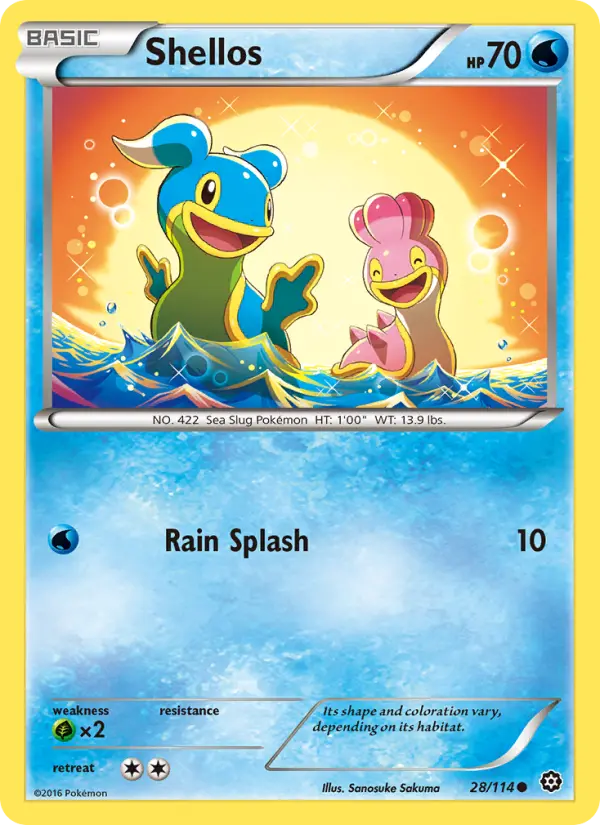 Shellos Common Pokemon card #28 from Steam Siege