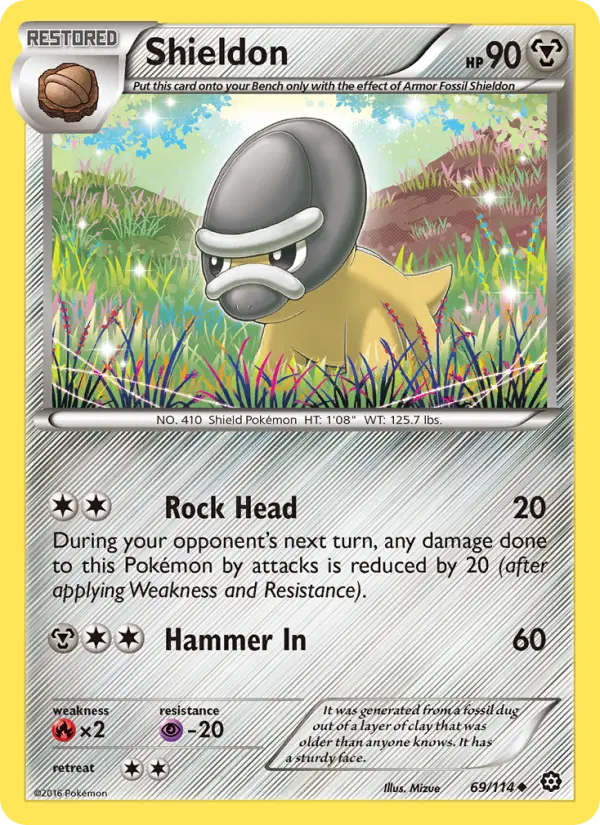 Shieldon Uncommon Pokemon card #69 from Steam Siege