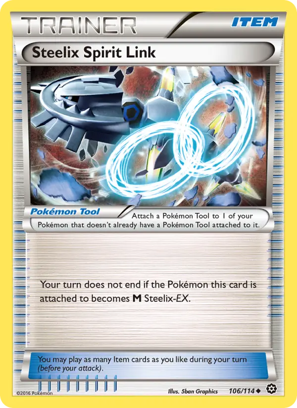 Steelix Spirit Link Uncommon Pokemon card #106 from Steam Siege