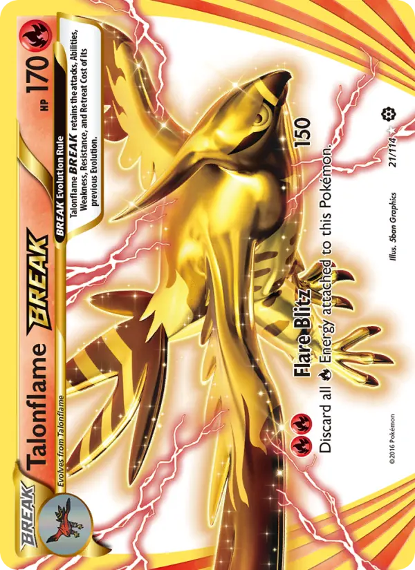 Talonflame BREAK Ultra Rare Pokemon card #21 from Steam Siege