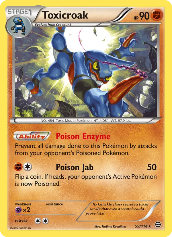 Toxicroak Rare Pokemon card #59 from Steam Siege
