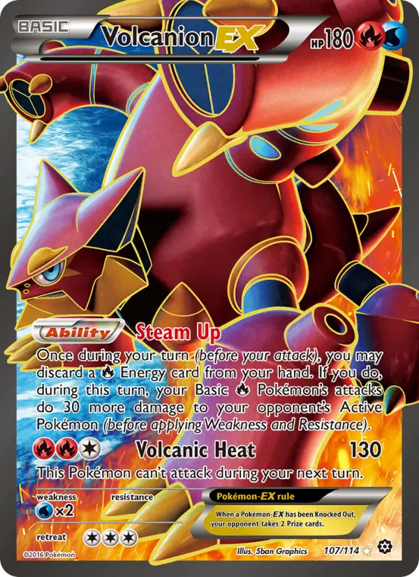 Volcanion EX Ultra Rare Pokemon card #107 from Steam Siege