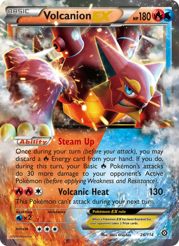 Volcanion EX Ultra Rare Pokemon card #26 from Steam Siege