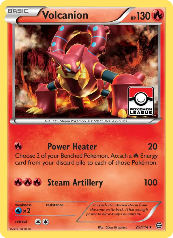 Volcanion Rare Pokemon card #25 from Steam Siege