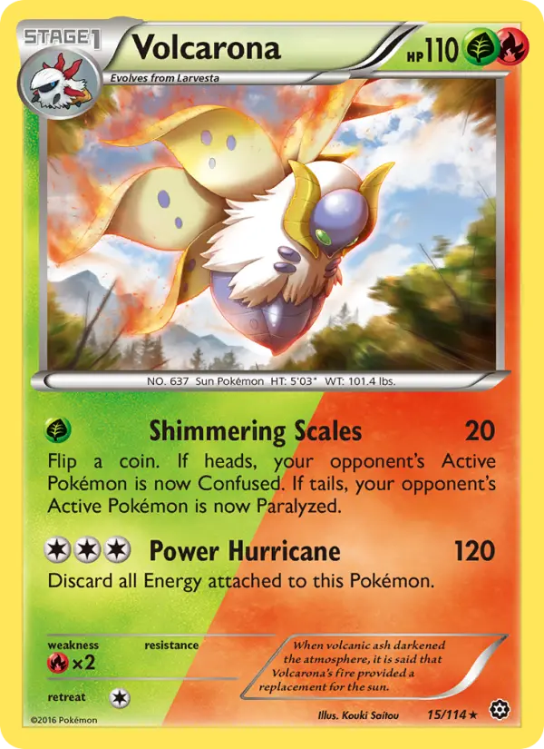 Volcarona Rare Pokemon card #15 from Steam Siege
