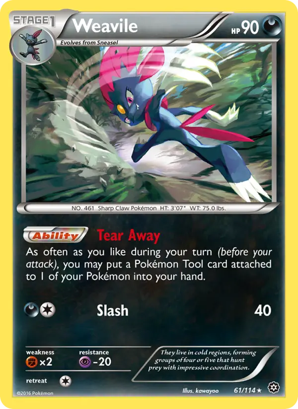 Weavile Rare Pokemon card #61 from Steam Siege