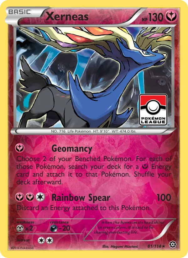 Xerneas Rare Pokemon card #81 from Steam Siege