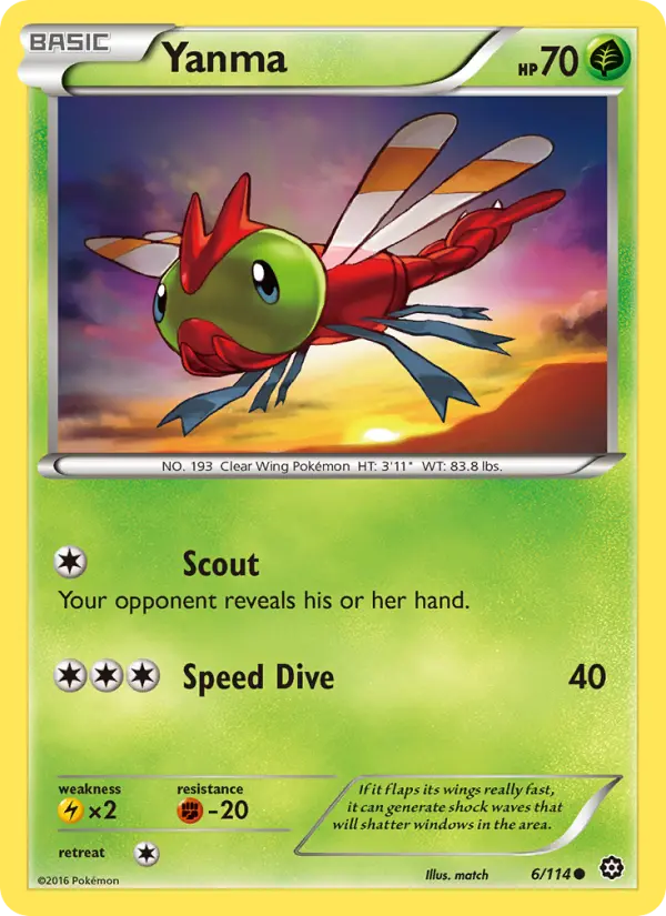 Yanma Common Pokemon card #6 from Steam Siege
