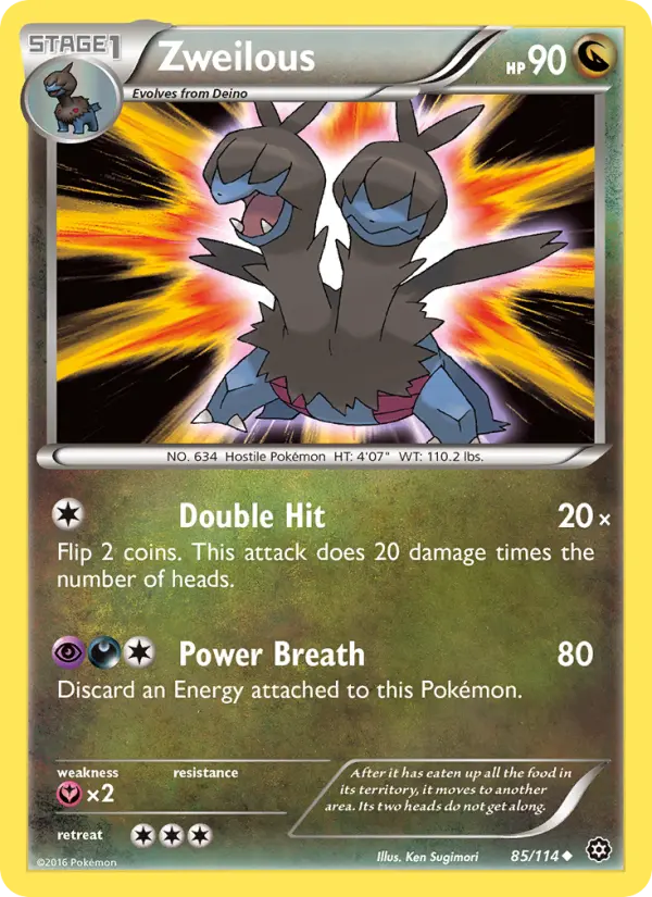 Zweilous Uncommon Pokemon card #85 from Steam Siege