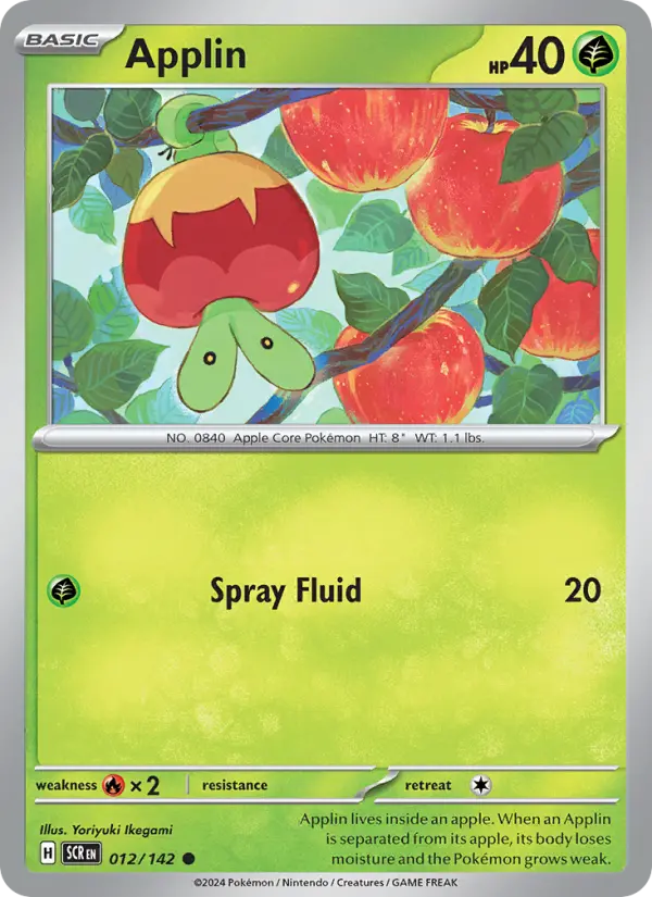 Applin Common Pokemon card #012 from Stellar Crown