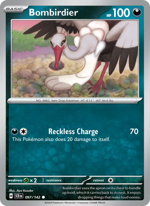 Bombirdier Common Pokemon card #097 from Stellar Crown