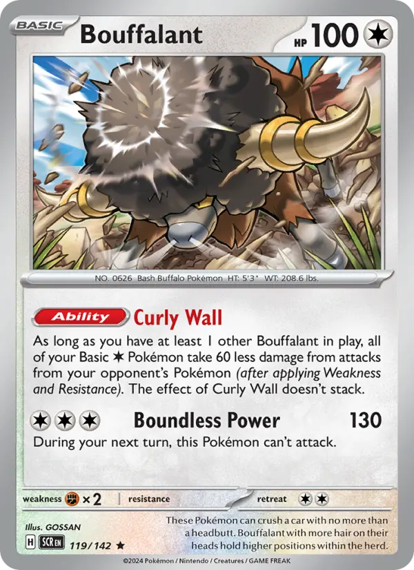 Bouffalant Rare Pokemon card #119 from Stellar Crown