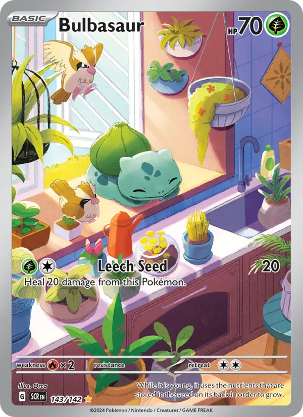 Bulbasaur Illustration rare Pokemon card #143 from Stellar Crown