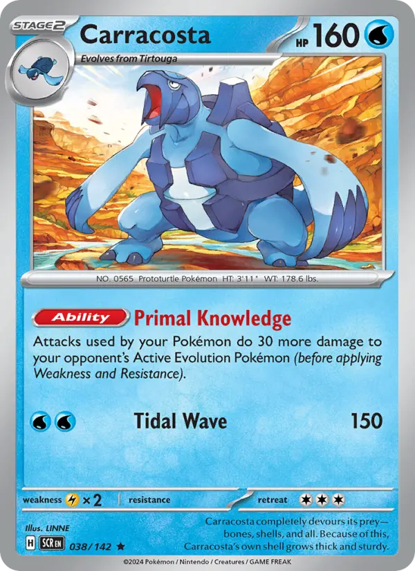 Carracosta Rare Pokemon card #038 from Stellar Crown