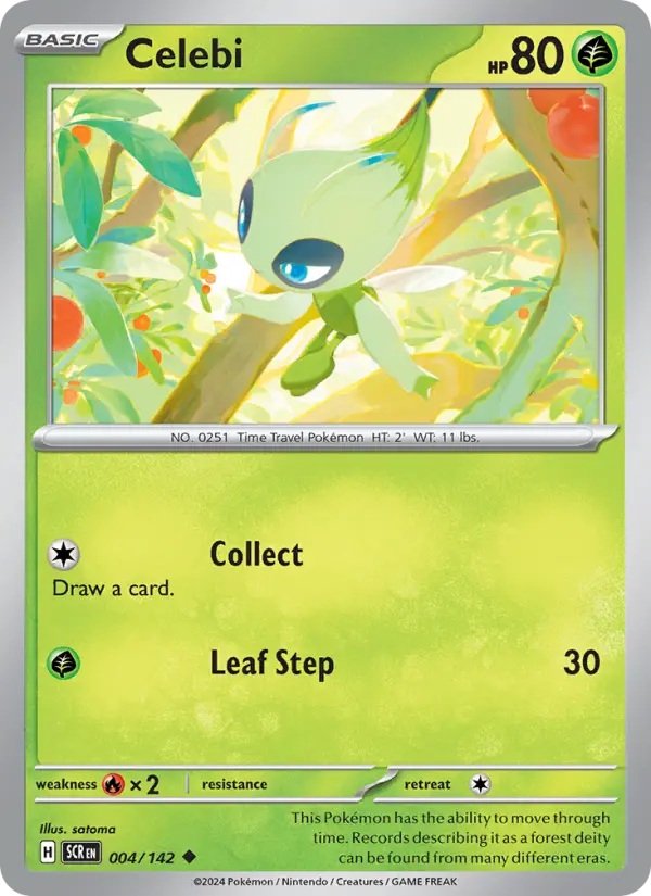 Celebi Uncommon Pokemon card #004 from Stellar Crown