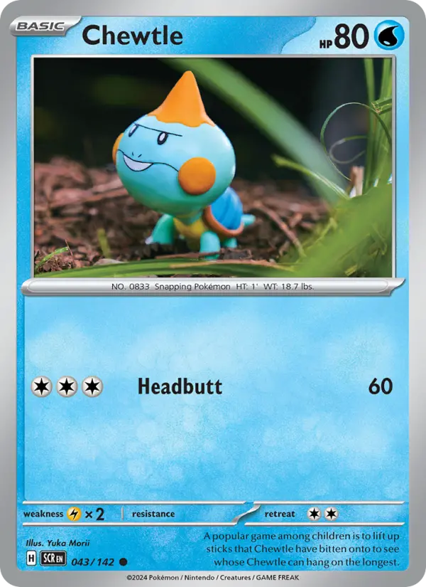 Chewtle Common Pokemon card #043 from Stellar Crown