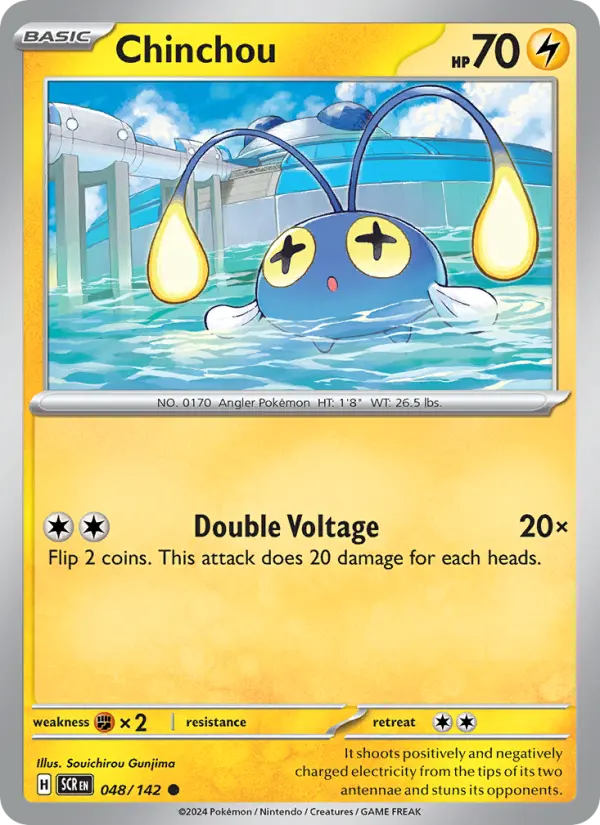 Chinchou Common Pokemon card #048 from Stellar Crown