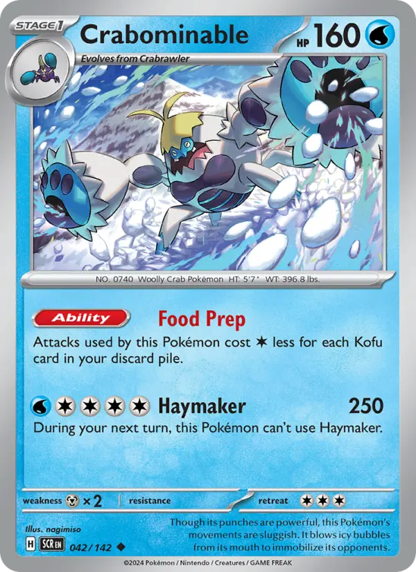 Crabominable Uncommon Pokemon card #042 from Stellar Crown