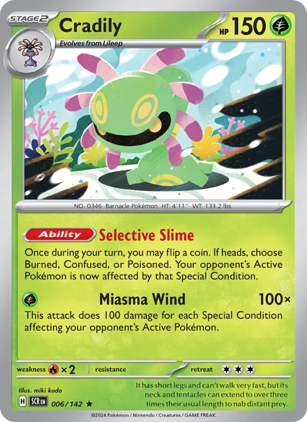 Cradily Rare Pokemon card #006 from Stellar Crown