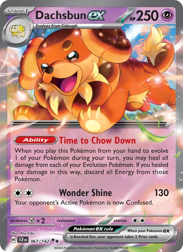 Dachsbun ex Double rare Pokemon card #067 from Stellar Crown