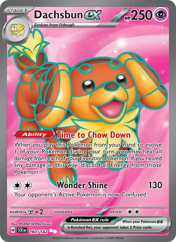 Dachsbun ex Ultra Rare Pokemon card #160 from Stellar Crown