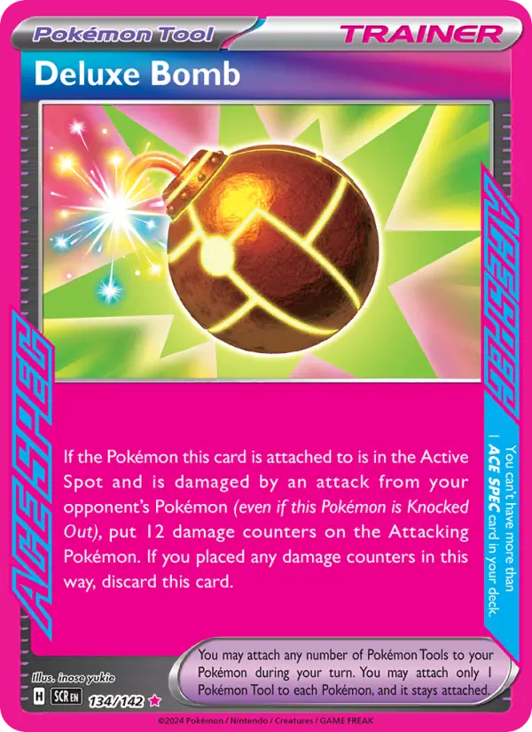 Deluxe Bomb ACE SPEC Rare Pokemon card #134 from Stellar Crown