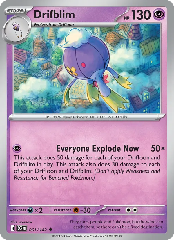Drifblim Uncommon Pokemon card #061 from Stellar Crown