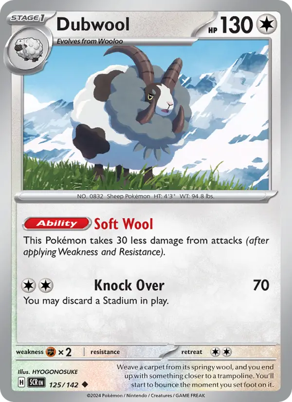 Dubwool Uncommon Pokemon card #125 from Stellar Crown
