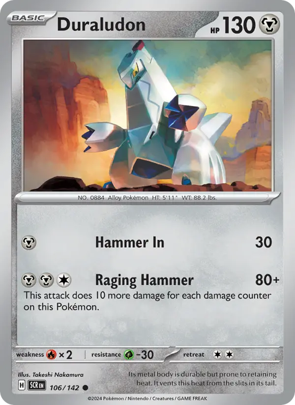 Duraludon Common Pokemon card #106 from Stellar Crown