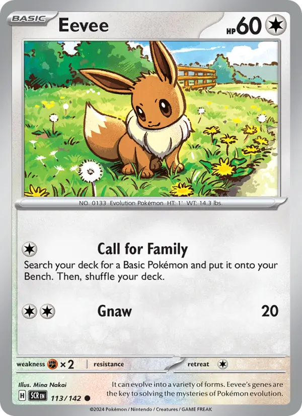 Eevee Common Pokemon card #113 from Stellar Crown