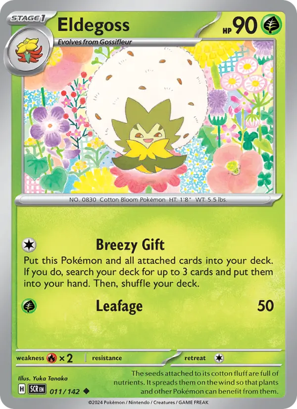 Eldegoss Uncommon Pokemon card #011 from Stellar Crown