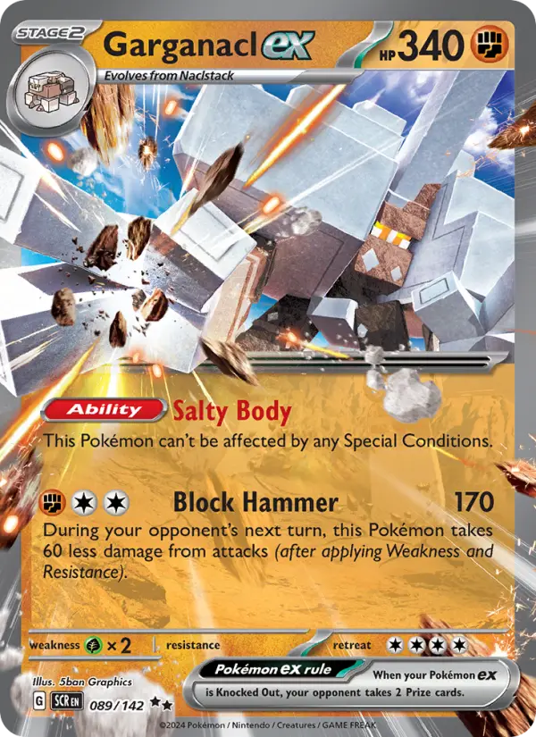 Garganacl ex Double rare Pokemon card #089 from Stellar Crown