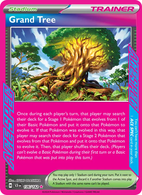 Grand Tree ACE SPEC Rare Pokemon card #136 from Stellar Crown