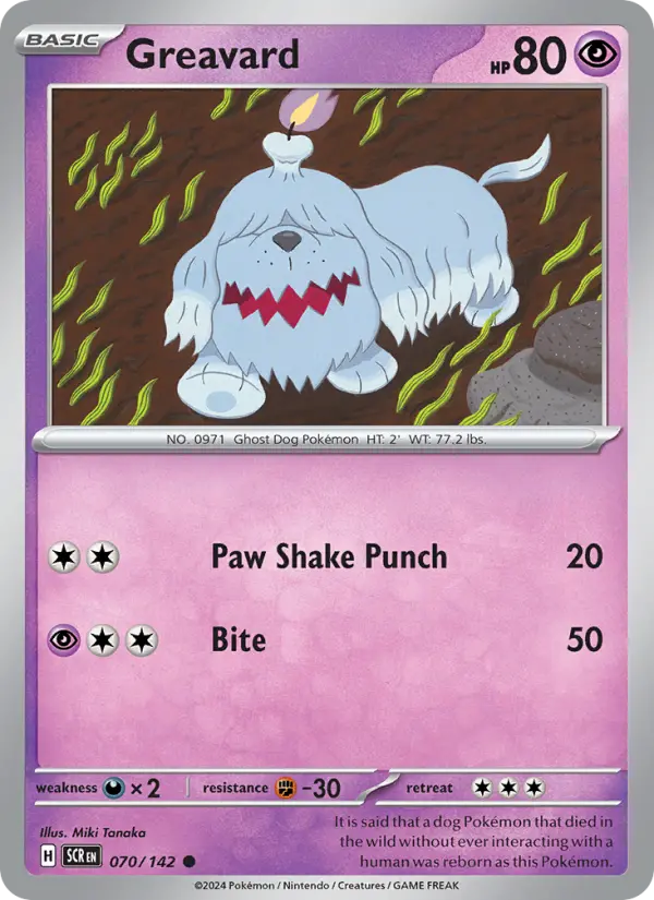 Greavard Common Pokemon card #070 from Stellar Crown