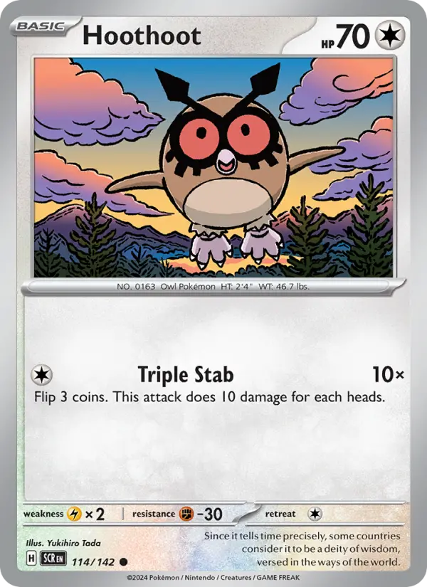 Hoothoot Common Pokemon card #114 from Stellar Crown