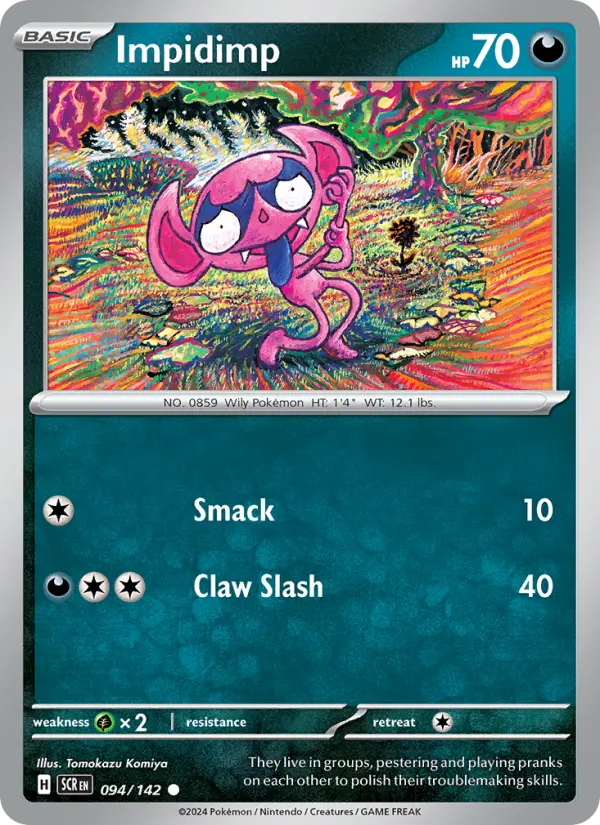 Impidimp Common Pokemon card #094 from Stellar Crown