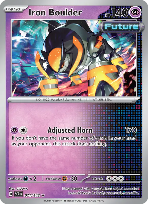 Iron Boulder Rare Pokemon card #071 from Stellar Crown
