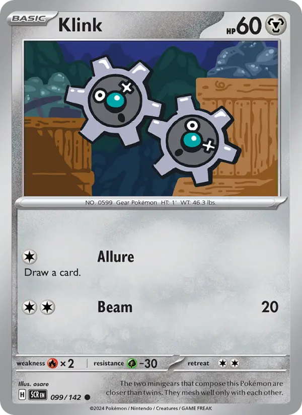 Klink Common Pokemon card #099 from Stellar Crown