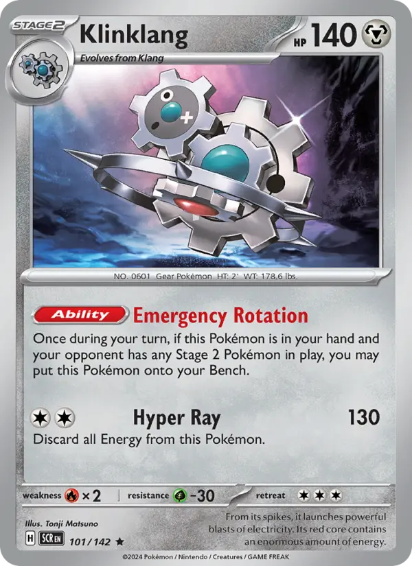 Klinklang Rare Pokemon card #101 from Stellar Crown