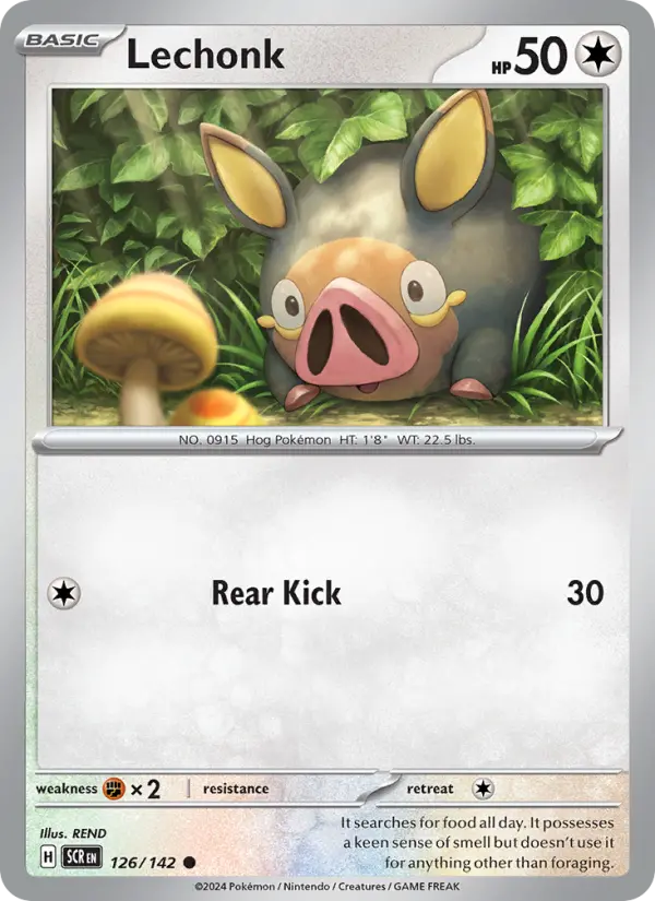 Lechonk Common Pokemon card #126 from Stellar Crown