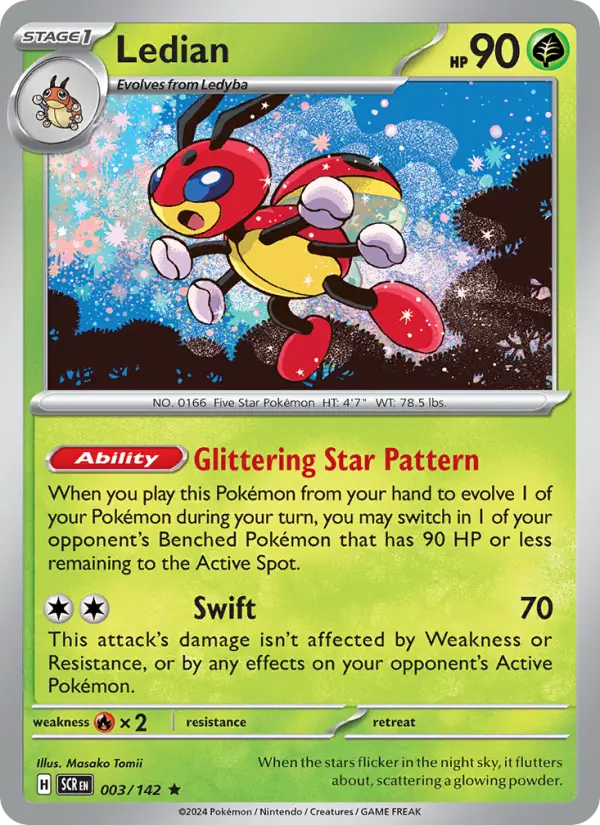 Ledian Rare Pokemon card #003 from Stellar Crown