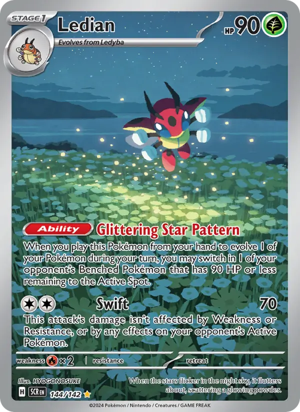 Ledian Illustration rare Pokemon card #144 from Stellar Crown