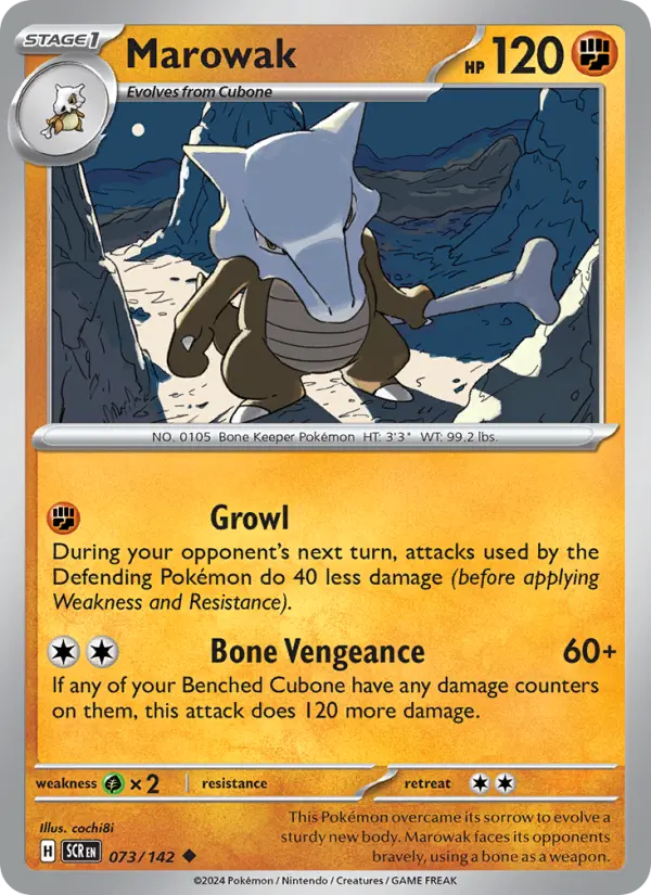 Marowak Uncommon Pokemon card #073 from Stellar Crown