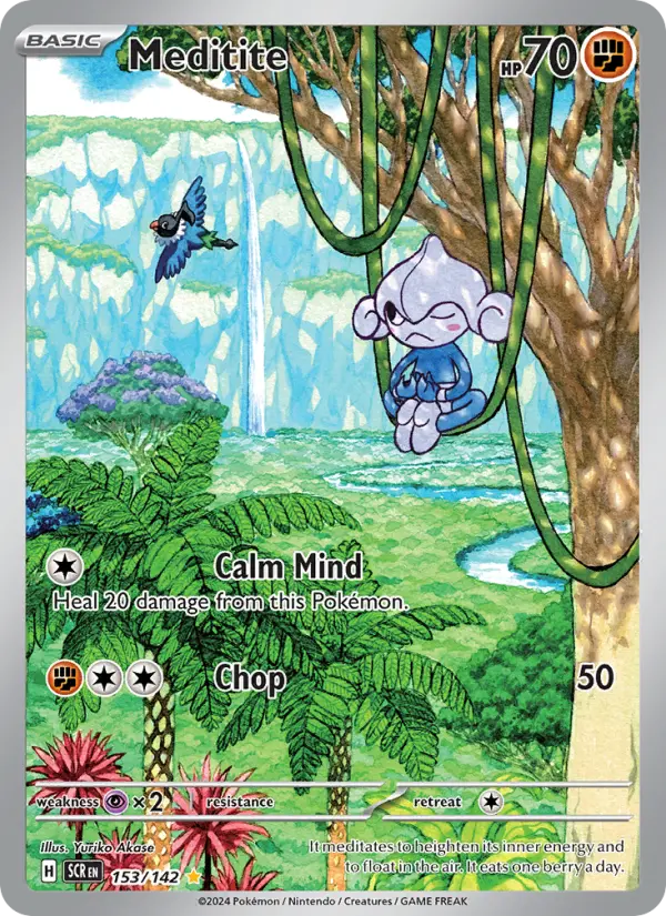 Meditite Illustration rare Pokemon card #153 from Stellar Crown