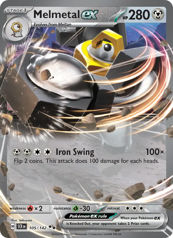 Melmetal ex Double rare Pokemon card #105 from Stellar Crown
