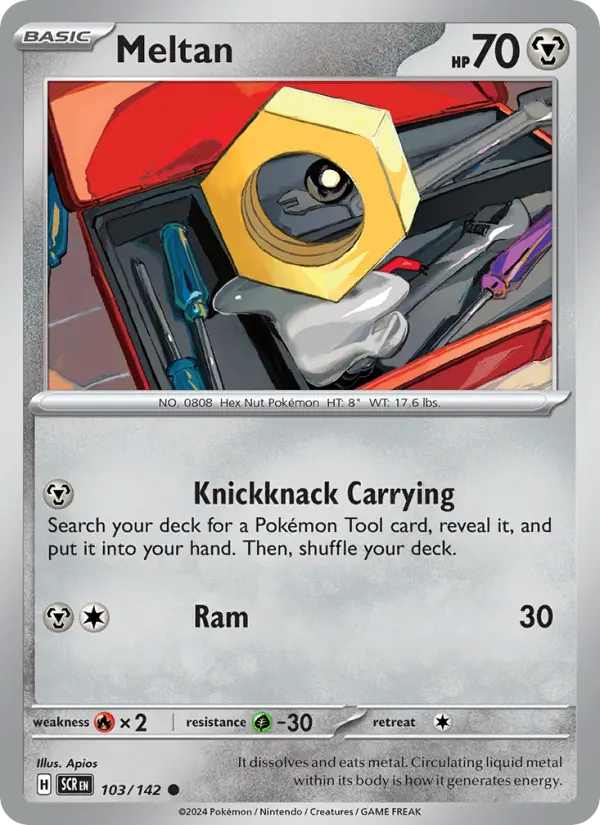 Meltan Common Pokemon card #103 from Stellar Crown