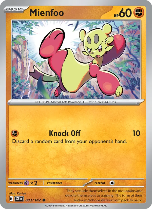 Mienfoo Common Pokemon card #083 from Stellar Crown